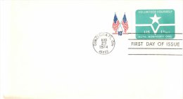 USA Unaddressed FDC "Volunteer Yourself" 1.8c Postal Stationary Envelope With Additional 10c Stamp - 1961-80