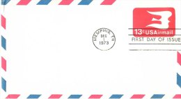 USA Unaddressed FDC 13c Airmail Postal Stationery Envelope Postmarked Memphis TN Dec 1 1973 - 1961-80