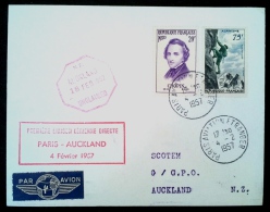 Premier Vol Direct PARIS AUCKLAND 1957 First Flight Obl Paris Aviation Etranger - First Flight Covers