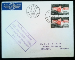 Premier Vol PARIS ROME ATHENES ISTAMBUL 1959 Caravelle Air France Paire 35F UNESCO - Primi Voli