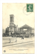 Cp, 86, Châtellerault, Eglise St-Jean L'Evangeliste, Et Place De La République, Voyagée 1908 - Chatellerault