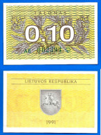 Lituanie 0.10 Talonas 1991 Sans Texte Nombre Vert Neuf UNC Plant Litu Paypal Skrill Bitcoin Ok - Litauen