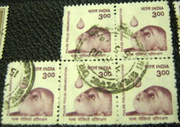 India 1998 Polio Immunization 3.00 X5 - Used - Gebraucht