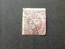 FILIPINAS  PHILIPPINES  AÑO 1896 -- ESCUDO DE ESPAÑA - Edifil Nº 65 º FU -- Yvert Nº 75 º FU Brun Violet TELEGRAFOS - Philippinen