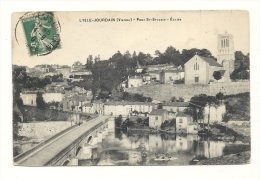 Cp, 86, L'Isle-Jourdain,  Pont St-Sylvain, Eglise, Voyagée - L'Isle Jourdain