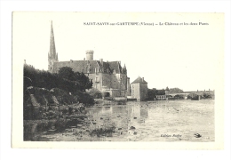 Delcampe - Cp, 86, Saint-Savin-sur-Gartempe, Le Château Et Les Deux Ponts - Saint Savin