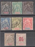 MADAGASCAR, 1896, Type Groupe, Lot De 8 Timbres Obl Différents Dont N° 28,31,32,33,4043,44 & 111, TB, Cote 15 Euros - Oblitérés