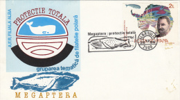 WHALES, MEGAPTERA, SPECIAL COVER, 1986, ROMANIA - Baleines