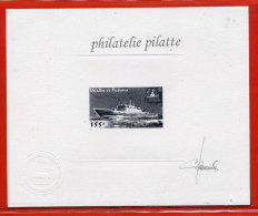 WALLIS ET FUTUNA N°537  EPREUVE D´ARTISTE BATEAU COULEUR EN NOIR - Geschnittene, Druckproben Und Abarten