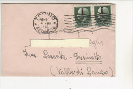 A2187 - RSI 2 X 25 Cent Imp. Sovrastampato Su Bustina  VG Torino-Pessinetto 04/07/1944 - Poststempel