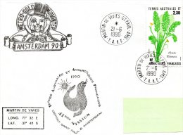 Pli Du  21 / 6 / 1990 (Mid - Winter) Martin De Vivies - ST-Paul -AMS ) - Covers & Documents