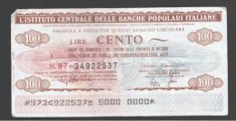 ITALIA - ITALY =  100 Liras L'Istituto Bancario Delle Banche Populare Italiana 1976/77 - [ 4] Voorlopige Uitgaven