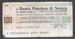 ITALIA - ITALY =  100 Liras Banca Populare Di Novara - [ 4] Provisional Issues