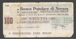 ITALIA - ITALY =  100 Liras Banca Populare Di Novara - [ 4] Provisional Issues