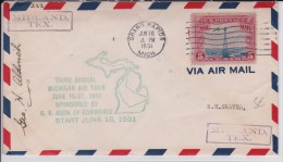 USA - 1931  - POSTE AERIENNE - ENVELOPPE AIRMAIL De GRAND RAPIDS ( MICHIGAN ) - 3°ANNUAL MICHIGAN AIR TOUR - 1c. 1918-1940 Lettres