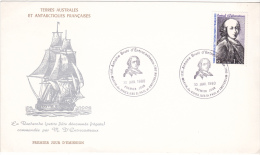 TERRES AUSTRALES ET ANTARTIQUES FRANCAISES,M.D`ENTRECASTEUAX,COVER FDC, 1980,FRANCE - Esploratori E Celebrità Polari