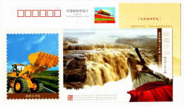 Developing Western China,hukou Waterfall,excavator Truck,China 2009 The 60 Anni. Of PRC Advert Pre-stamped Card - Trucks