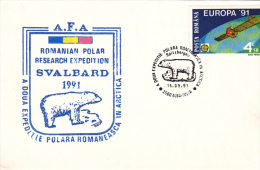 SVABARD, ROMANIAN POLAR RESEARCH EXPEDITION,1991, SPECIAL COVER, ROMANIA - Expediciones árticas