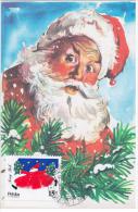 Poland 1988 Happy New Year Santa Claus Canceled In Krakow - Maximumkaarten