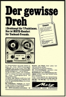 Reklame Werbeanzeige  -  Metz Tonbandgerät  -  Der Gewisse Dreh  -  Von 1967 - Otros Aparatos