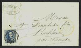 (R219) Belgique - Médaillon N°7 Lettre De Gand (Gent) Vers Kerckhove Du 25/04/1852 + Variété "cadre Prolongé à Droite" - 1851-1857 Medaillen (6/8)