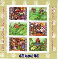 2000 World Famous Children's Fairytales  (Funghi ) 3 Stamps & 3 Vignettes In Mini Sheet-MNH Bulgaria /  Bulgarie - Verhalen, Fabels En Legenden