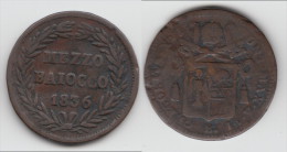 ITALIE (ETATS PAPAUX) - ITALIA (PAPAL STATES) **** MEZZO BAIOCCO 1836 VI B GREGORY XVI **** EN ACHAT IMMEDIAT - Vatikan