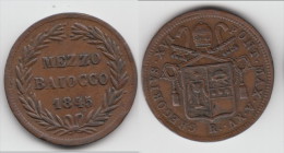 ITALIE (ETATS PAPAUX) - ITALIA (PAPAL STATES) **** MEZZO BAIOCCO 1845 XV R GREGORY XVI **** EN ACHAT IMMEDIAT - Vatican