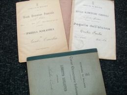 PAGELLA  3 Pagelle Di Scuola Elementare Femminile 1900+1901+1905 Di SACCHI E. - Diplômes & Bulletins Scolaires