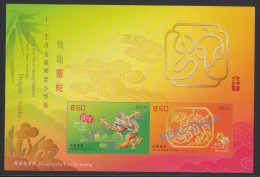 Hong Kong 2013 Gold & Silver Stamp Sheetlet On Lunar New Year Animals - Dragon / Snake OVERPRINT SPECIMEN HK130024 - Blocks & Sheetlets