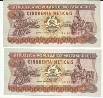 MOZAMBIQUE . LOT DE 2 BILLETS . - Mozambico