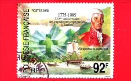 POLINESIA FRANCESE - 1995 - Usato - 220th Anniv Of Spanish Expeditions To Tautira.  Don Domingo De Boenechea - 92 F - Gebraucht