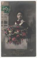 Delcampe - CPA FANTAISIE HEUREUX ANNIVERSAIRE, ENFANT, GARCON TENANT UN BOUQUET DE FLEURS - Geburtstag