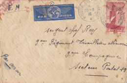 10316# MAROC LETTRE PAR AVION FRANCHISE MILITAIRE Obl POSTE AUX ARMEES 1940 BLEU Pour SECTEUR POSTAL 19 - Lettres & Documents