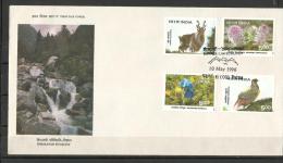 Delcampe - INDIA, 1996, FDC, Himalayan Ecology Flora, Fauna,, Set 4 V,  First Day Patna Cancellation - FDC