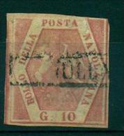 NAPOLI 1858 10 G. I TAVOLA ROSA BRUNASTRO ANNULLATO - Nápoles