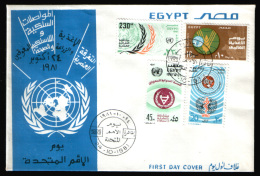 EGYPT / 1981 / UN'S DAY / MEDICINE / FAO / UIT / WHO / INTL. YEAR OF THE DISABLED / RACIAL DISCRIMINATION DAY / FDC . - Brieven En Documenten