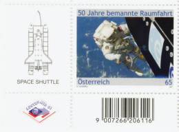 Österreich 50 Jahre Bemannte Raumfahrt - 50 Years Human Spaceflight - Space Shuttle - Unused Stamps
