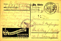 BIER: 1942, Feldpostkarte Mit Werbeeindruck KÖNIGSBACHER PILSNER Ab KOBLENZ 2 - Cartas
