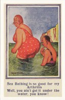 Postcard Sea Bathing Arthritis Donald McGill Seaside Holiday Cartoon Nostalgia - Mc Gill, Donald