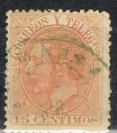Sello 15 Cts Alfonso XII Cadete, Fechador Trebol ALMANSA (Ciudad Real), Num 210 º - Used Stamps
