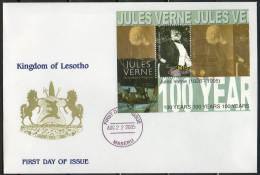 LESOTHO 2005 JULES VERNE M/S  FDC VF LITERATURE, BALLOON (DEB03) - Zeppelines