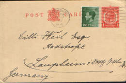 Great Britain-Postal Stationery Postcard Circulated In 1937 To Germany - Stamped Stationery, Airletters & Aerogrammes