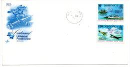 DOMINIQUE. N°409-10 Sur Enveloppe 1er Jour (FDC) De 1974. Centenaire De L´UPU/Bateaux & Avions. - U.P.U.