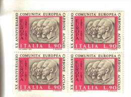 Francobolli Italia-quartina-comunità Europea -1971 - Blokken & Velletjes