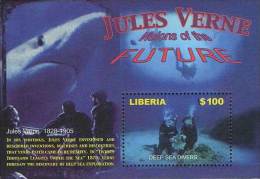 LIBERIA 2005 JULES VERNE S/S SUBMARINES, SHIPS, MARINE LIFE, SHARK, FISHES, SCUBA (DEB08) - U-Boote