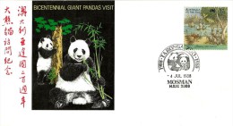 AUSTRALIA COVER VISIT OF GIANT PANDA BEAR ANIMAL STAMP OF 37 CENTS DATED 04-07-1988 CTO SG? READ DESCRIPTION !! - Cartas & Documentos