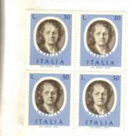 Francobolli Italia-quartina- L. 50 Carrera- 1974 - Blocks & Sheetlets