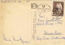 Austria - FDC Postcard Fischer V. Erlach 1956 To Buenos Aires - Brieven En Documenten