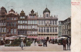Bruxelles. - Grand´ Place.  Maison Des Corporations;  Prachtige Gekleurde Kaart Uit 1912 Naar Liège - Markten